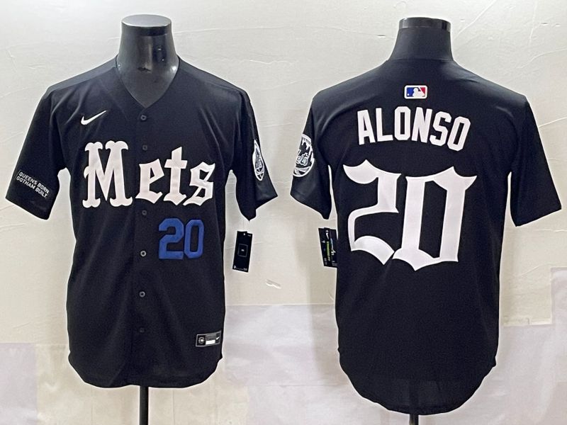Men 2025 New York Mets #20 Alonso Black Five generations Joint Name Nike MLB Jersey style 5->chicago cubs->MLB Jersey